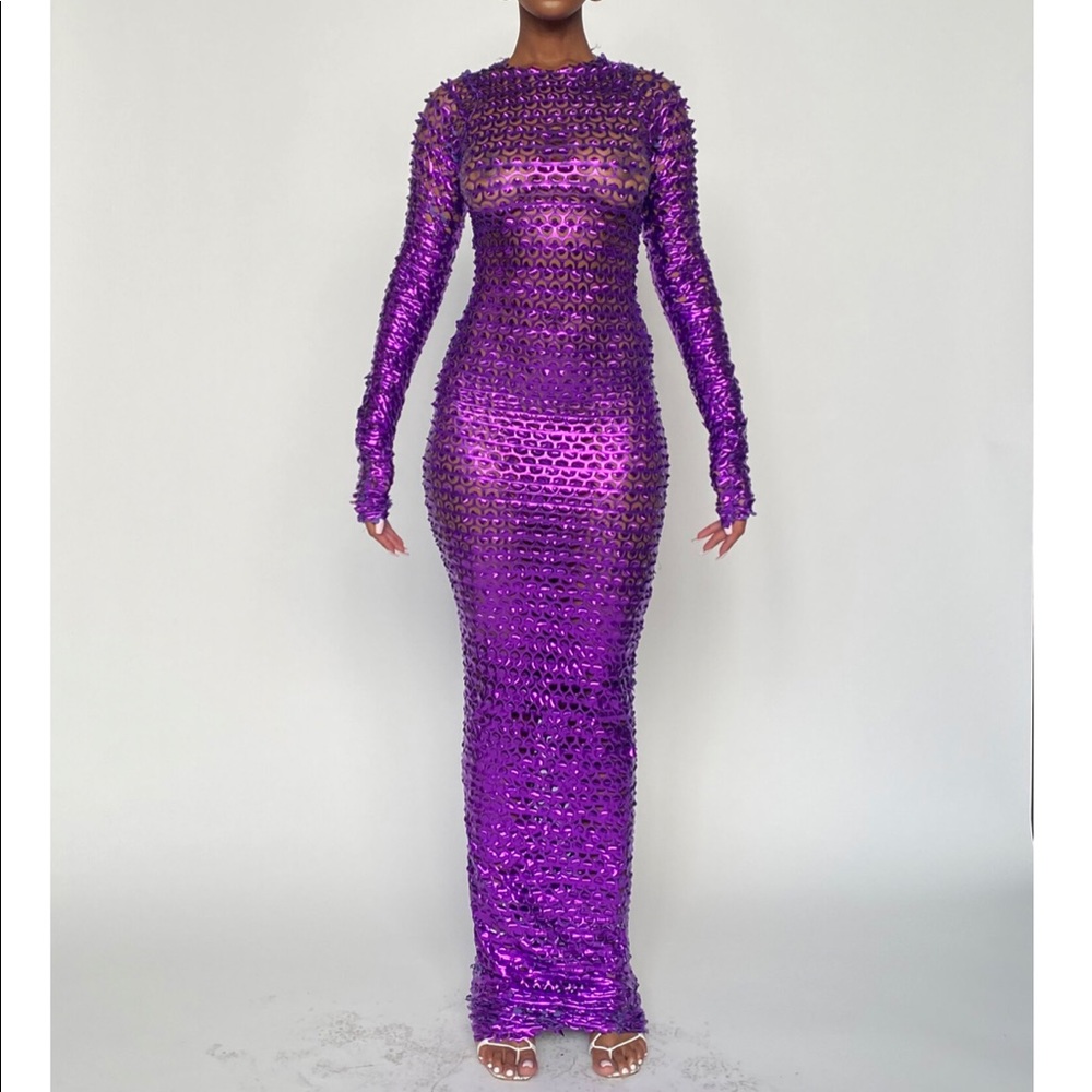 TLZLFEMME PURPLE METALLIC FISHNET
